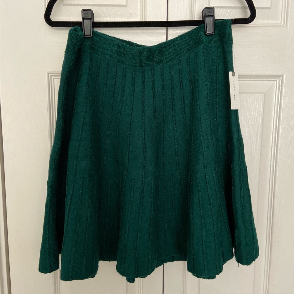 Anthropologie forest green chenille skirt